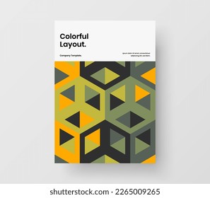 Minimalistisches Booklet A4 Vektordesign Layout. Creative Mosaik Hexagons Titelkonzept.