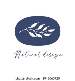Minimalistic botanical logo. Tree branch, eco-friendly, hand-drawn emblem.