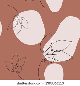 Patrón botánico minimalista sin fisuras con elementos de esbozo y formas orgánicas. Fondo femenino de moda. Ilustración del vector