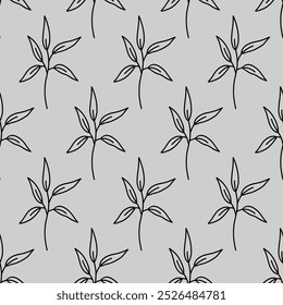 Minimalistisches, nahtloses Muster. Handgezeichnete Vektorgrafik im Doodle-Stil. Perfekt für Dekorationen, Tapeten, Papier, Stoff. floraler Hintergrund.