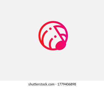 Minimalistic bright gradient geometric note logo in a circle.