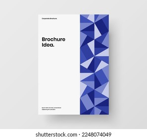 Minimalistic brochure A4 design vector illustration. Multicolored mosaic tiles cover layout.