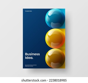 Minimalistic brochure A4 vector design layout. Modern 3D balls poster concept.