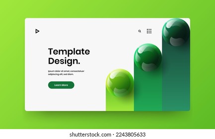 Minimalistic brochure design vector layout. Isolated realistic balls cover illustration.