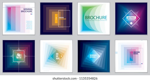 Minimalistic brochure designs. Web, commerce or events vector graphic design templates set. Simple minimal geometric illustrations.