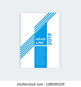 Minimalistic brochure template design. Flyer, booklet, annual report cover template. Modern diagonal abstract stripes. Place under the heading and text. Vector illustration