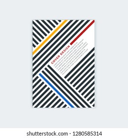 Minimalistic brochure template design. Flyer, booklet, annual report cover template. Modern diagonal abstract stripes. Place under the heading and text. Vector illustration