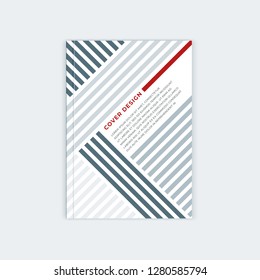 Minimalistic brochure template design. Flyer, booklet, annual report cover template. Modern diagonal abstract stripes. Place under the heading and text. Vector illustration