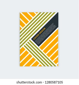 Minimalistic brochure template design. Flyer, booklet, annual report cover template. Modern diagonal abstract stripes. Place under the heading and text. Vector illustration