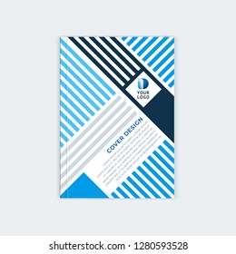 Minimalistic brochure template design. Flyer, booklet, annual report cover template. Modern diagonal abstract stripes. Place under the heading and text. Vector illustration