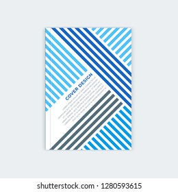 Minimalistic brochure template design. Flyer, booklet, annual report cover template. Modern diagonal abstract stripes. Place under the heading and text. Vector illustration