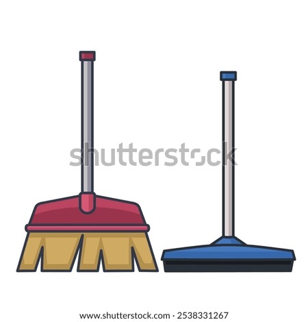 Minimalistic broom icon with sleek lines, perfect for modern cleaning applications
