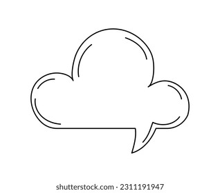 Minimalistic bubble speech concept. Communication and interaction, speech. Sketch, creativity and art. Poster or banner for website. Linear flat vector illustration isolated on white background
