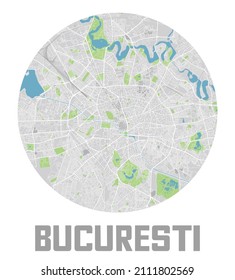 Minimalistic Bucharest City Map Icon.