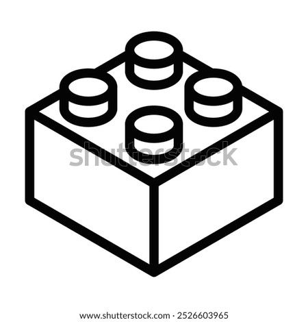 Minimalistic building block icon in bold black outline. Vector illustration representing toys, construction, and creativity. Editable stroke