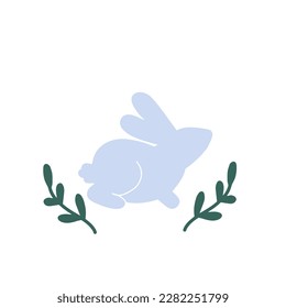 Minimalistic bunny logo, easter bunny, cruelty free concept, isolated on white background, cute t-shirt print idea