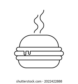 Hamburguesa minimalista con líneas en un fondo blanco.