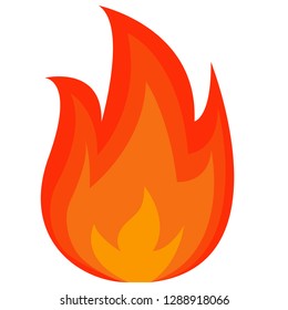 Minimalistic burning red fire icon - Vector