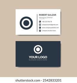 Minimalistic Business Card Design Template with Modern Logo and Essential Contact Details