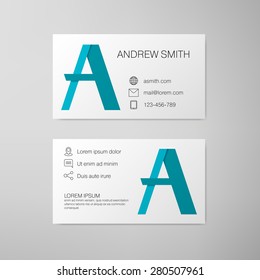 Minimalistic business card in simple beautiful style. A letter. Vector illustration