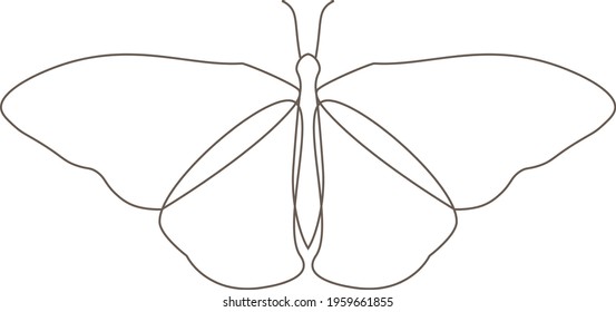 Minimalistic butterfly contour logo. Icon or element for decoration. Swallowtail illustration. Tattoo or simple clipart for design . Vector EPS 10
