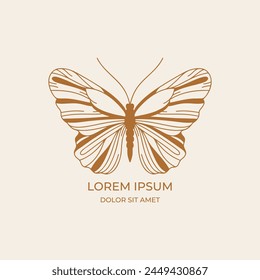 Minimalistic Butterfly Line Art Sign. Vector illustration