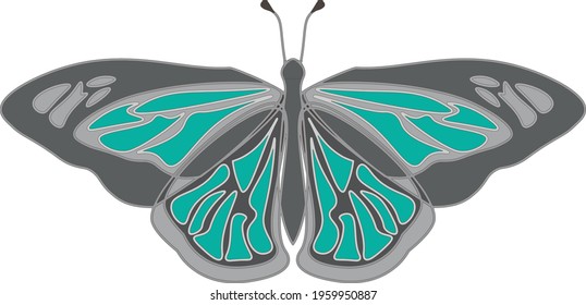 Minimalistic butterfly logo. Icon or element for decoration. Swallowtail illustration. Tattoo or simple clipart for design . Vector EPS 10
