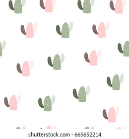 Minimalistic cactus wallpaper. Colored vector seamless pattern.