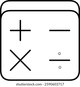 Minimalistic Calculator Symbol Icons Featuring Mathematical Operations