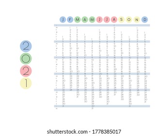 minimalistic calendar 2021 vector template
