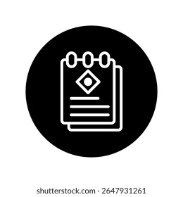 Minimalistic calendar design for appointments planning events and reminders featuring a white linear depiction against black round backdrop