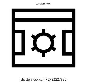 Un ícono de calendario minimalista con un engranaje central, que representa Configuraciones u opciones de personalización.