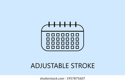 minimalistic calendar icon, logo or symbol with fully ajustable strokes