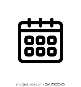 Minimalistic calendar icon for scheduling applications, perfect for web and mobile interfaces.