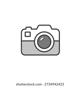 Minimalistic camera icon with gray color illustration