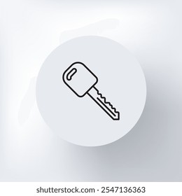 Minimalistic car key icon in a circle on a light gray background.
