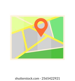 Minimalistic card in flat style on a white background isolated. Small city map