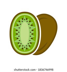 Minimalistic cartoon icon sectional kiwi. Location one after the other. Isolated vector illustration on white background.