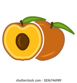 Minimalistic cartoon icon sectional peach. Location one after the other. Isolated vector illustration on white background.