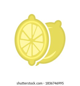 Minimalistic cartoon lemon sectional icon. Location one after the other. Isolated vector illustration on white background.