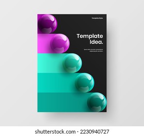 Minimalistic catalog cover A4 design vector template. Clean realistic balls corporate identity layout.