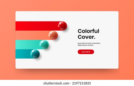 Minimalistic catalog cover design vector illustration. Abstract realistic spheres front page template.