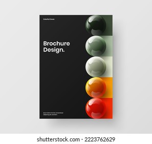 Concepto de diseño vectorial de cobertura de catálogo minimalista. Esferas realistas vívidas ilustraciones de presentación.