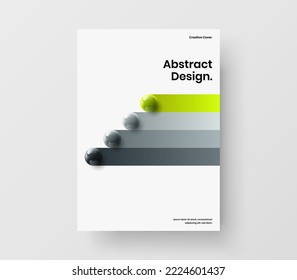 Diseño vectorial de portada de catálogo minimalista. Ilustración de portada de bolas creativas realistas.
