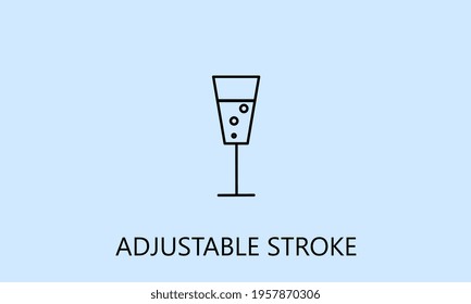 minimalistic champagne icon, logo or symbol with fully ajustable strokes