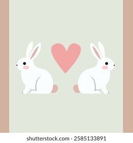 A minimalistic and charming Easter-themed design perfect for decorating cups or plates. The artwork features cute bunnies, colorful Easter eggs, and delicate floral elements in soft pastel tones, arra