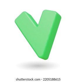 Minimalistic check mark 3d icon. Vector illustration. Interface button isolated on white.