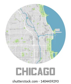 Minimalistic Chicago city map icon.