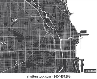 Minimalistic Chicago City Map Poster Design.