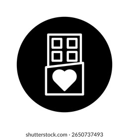 Minimalistic chocolate bar icon with heart wrapper design perfect for sweet treats branding and valentine day